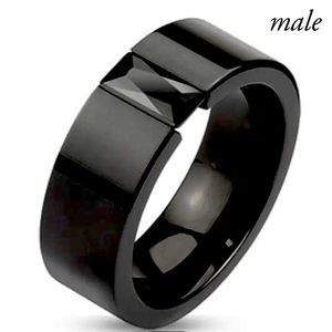 Men’s black ring size 7 synthetic cubic zirconium alloy stainless steel band